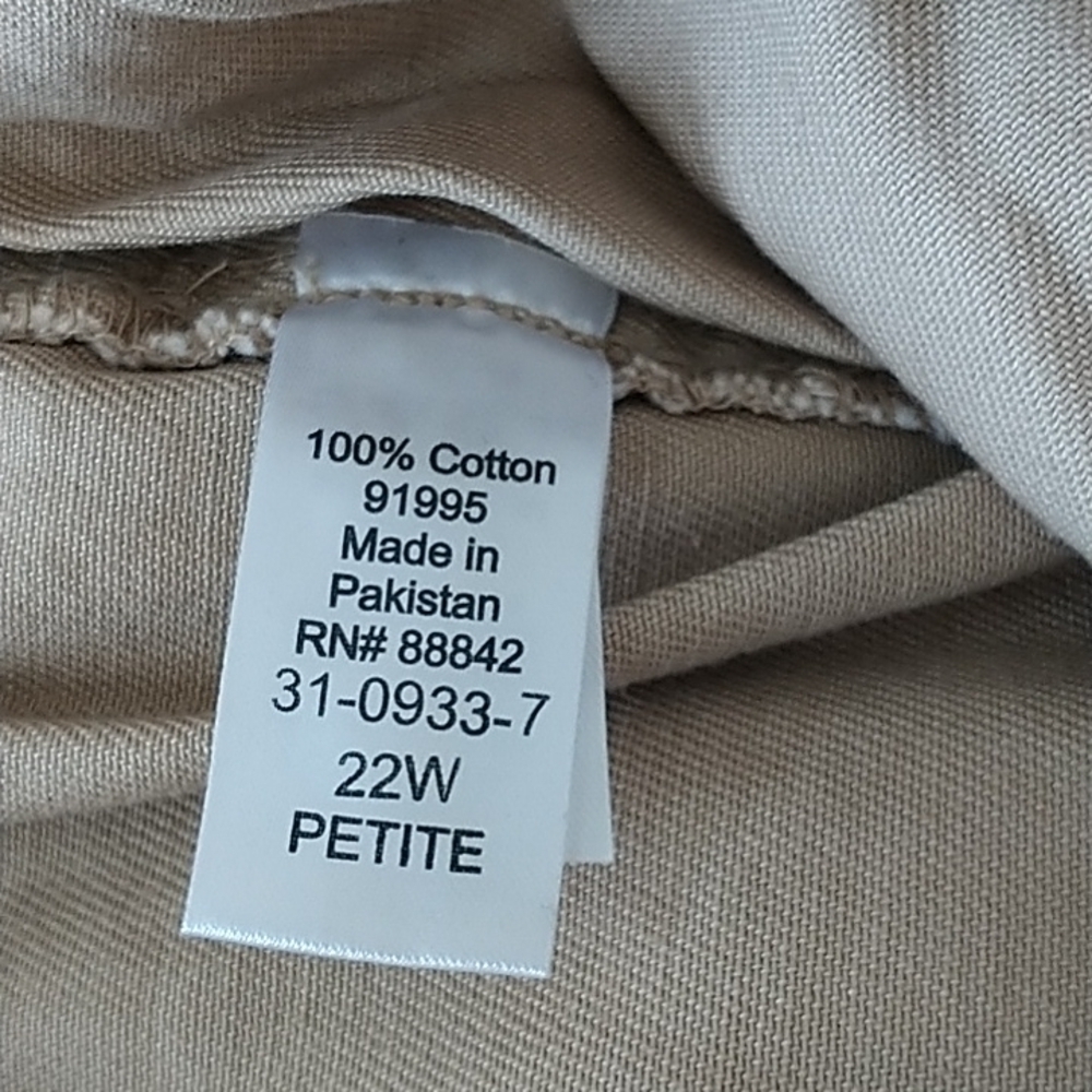Woman Within Elastic Waist Pull On Khaki Pants 22W Petite - Picture 8 of 9